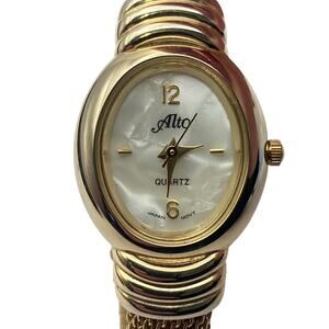 Women's Cuff Bracelet Alto Quartz Watch 22mm - New Battery - Marble Like Face